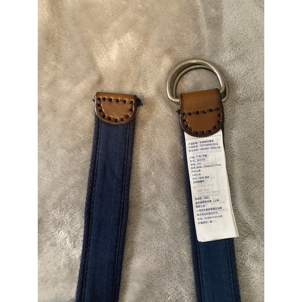 Abercrombie Kids‎ Belt Boys 4-6 Navy Blue D-Ring Canvas Leather Moose 2K3719